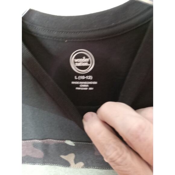 NWT Wonder Nation Large(10-12)) T-shirt Black and Green with Camo - Picture 3 of 6